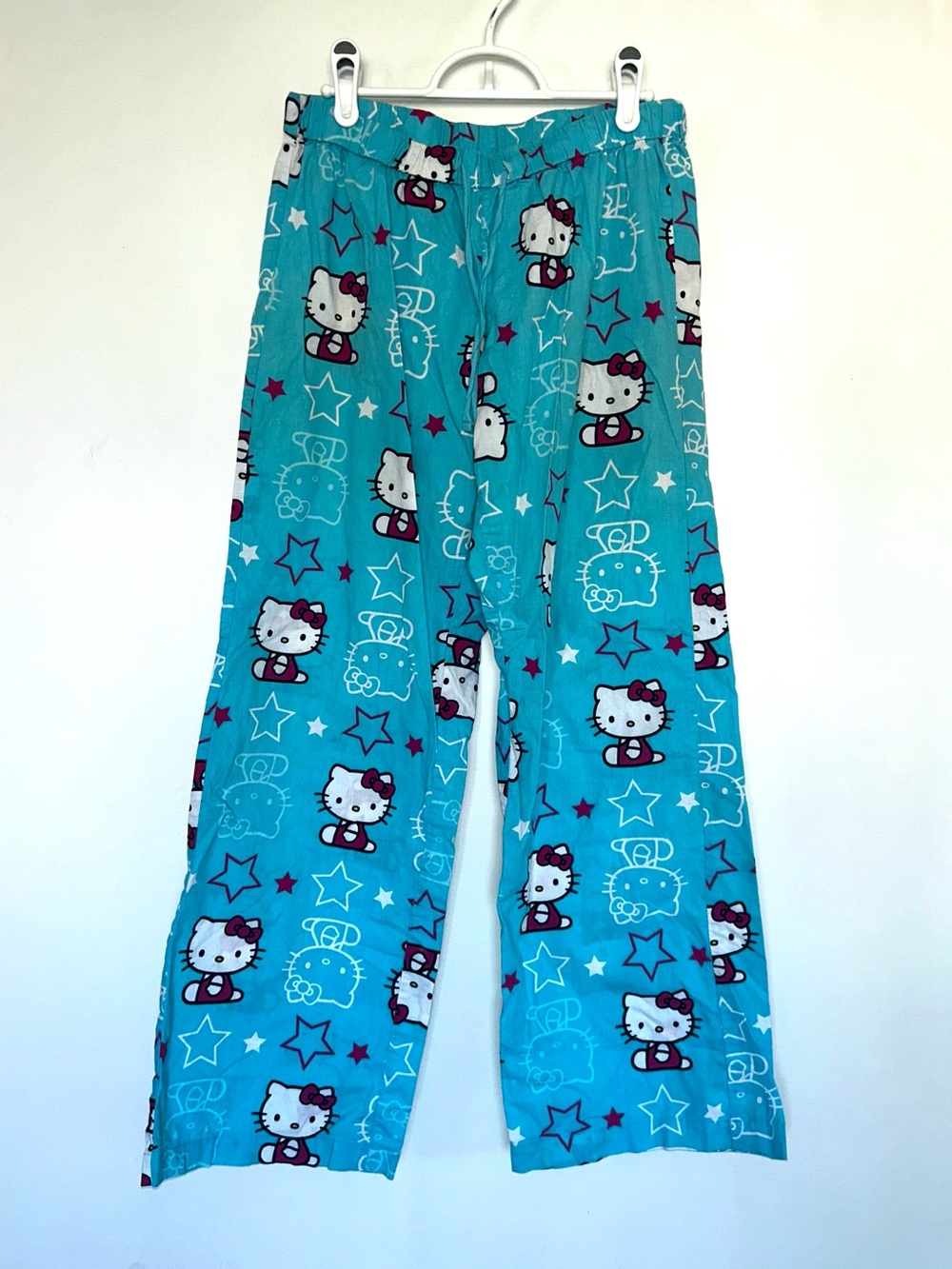 Sanrio Hello Kitty Blue Star Print 100% Cotton Pyjama Pants Size Medium